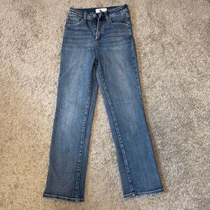 Risen Jeans high rise straight leg medium wash jean